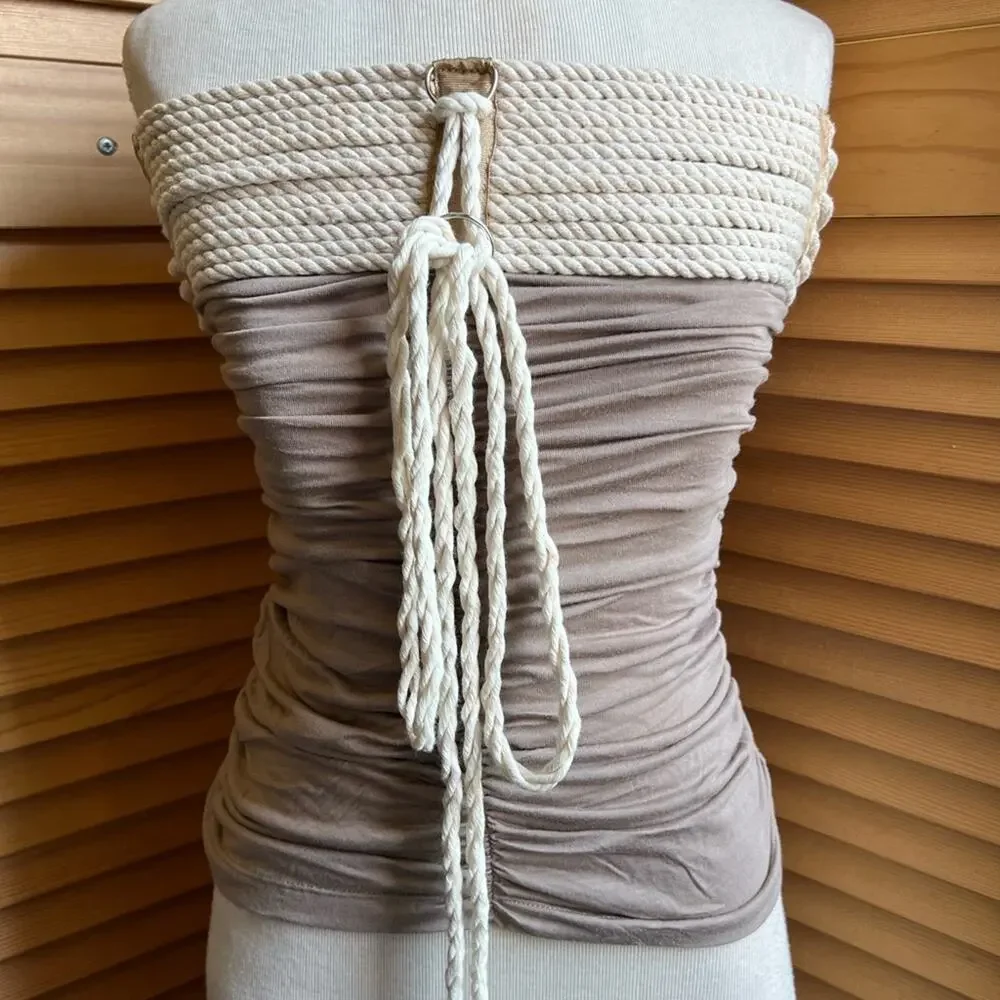 Sass & Bide Short Bodycon Mini Dress or Top Taupe Size 2 NWOT y2k bandage - Picture 5 of 6